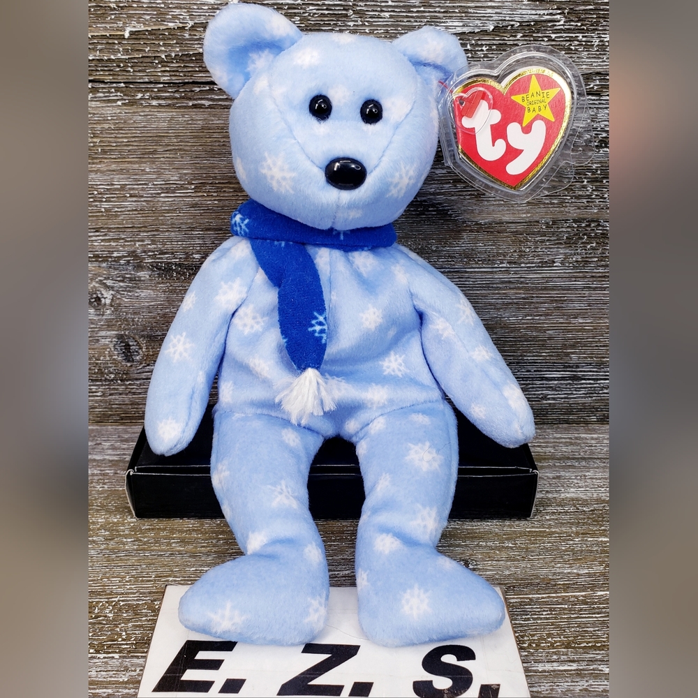 RARE Ty Beanie Babies 1999 Holiday Teddy Bear Plush Toy Blue